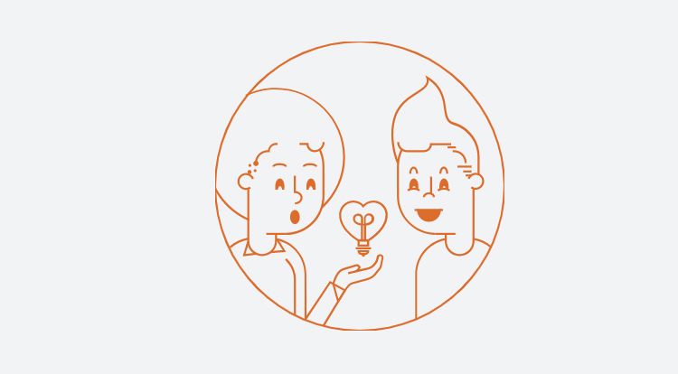 illustration holding a heart lightbulb