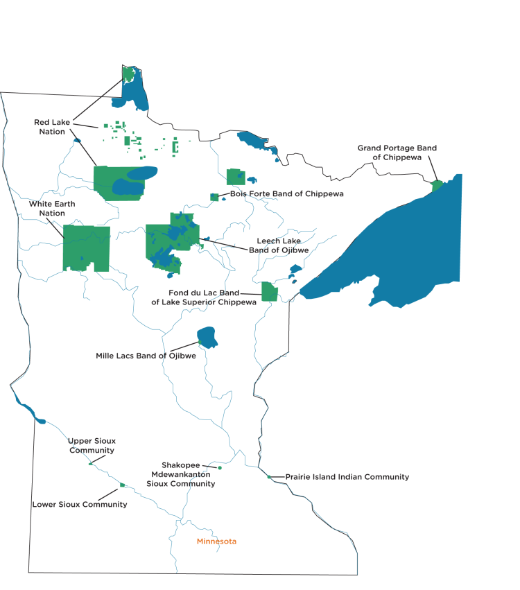 Map of Native nations sharing geography with Minnesota