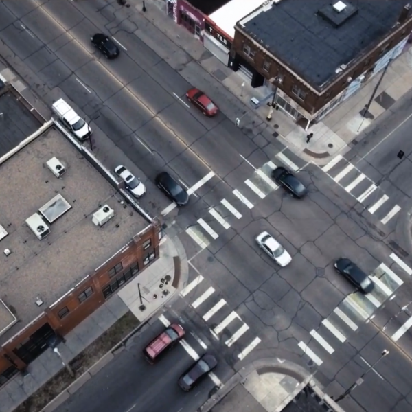 Aerial shot of street